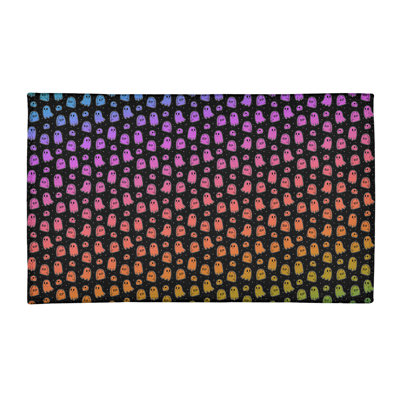 Tapis bleu/rose/vert