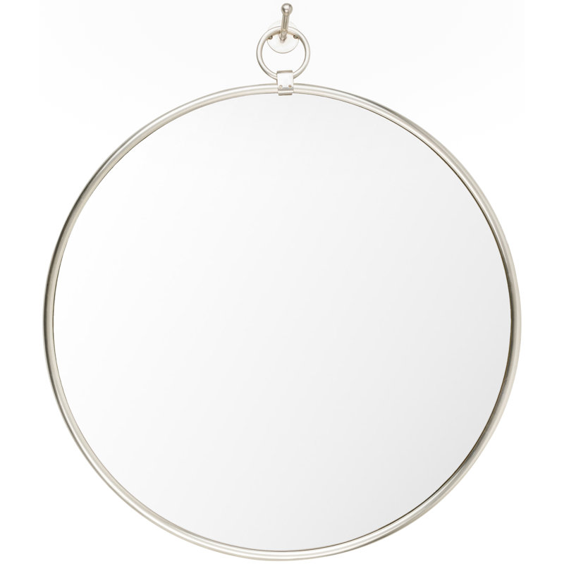 Globes Metal Flat Wall Mirror, Silver, 35.5" x 32"