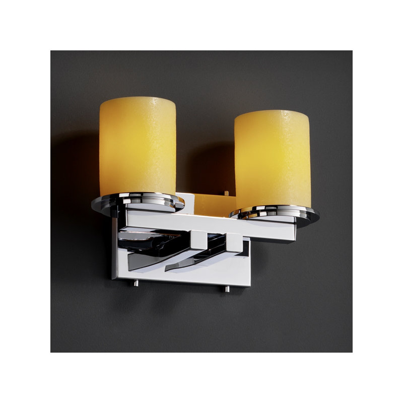 Éclairage pour meuble-lavabo 2 lumières droit Rieves, Ambre, Noir mat