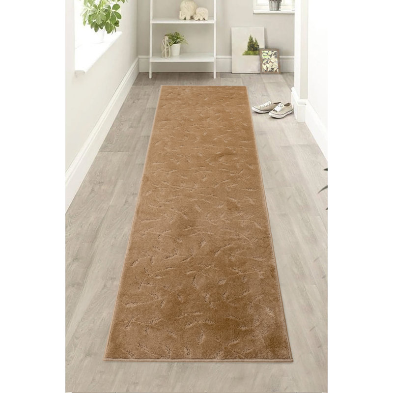 Tapis de couloir beige sur mesure à taille moyenne, Tapis de couloir 2 pi 2 po x 11 pi