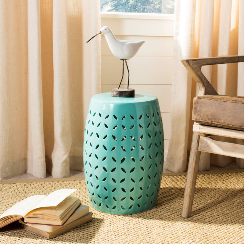 Tabouret de jardin en céramique Feliciana, Turquoise clair
