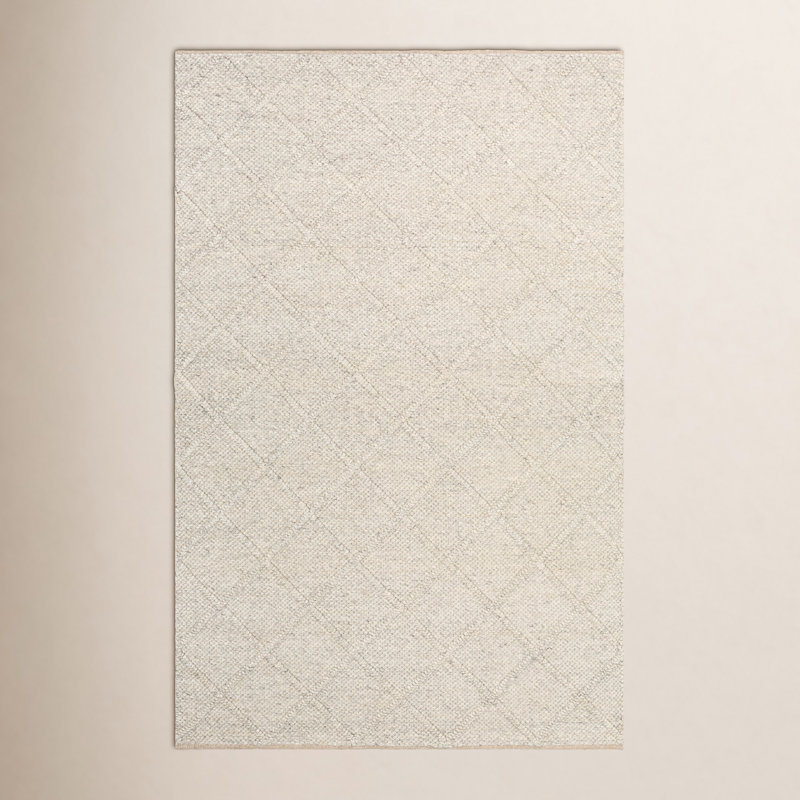 Everby Jeanette Oriental Handmade Flatweave White Area Rug, Rectangle 3' x 5'