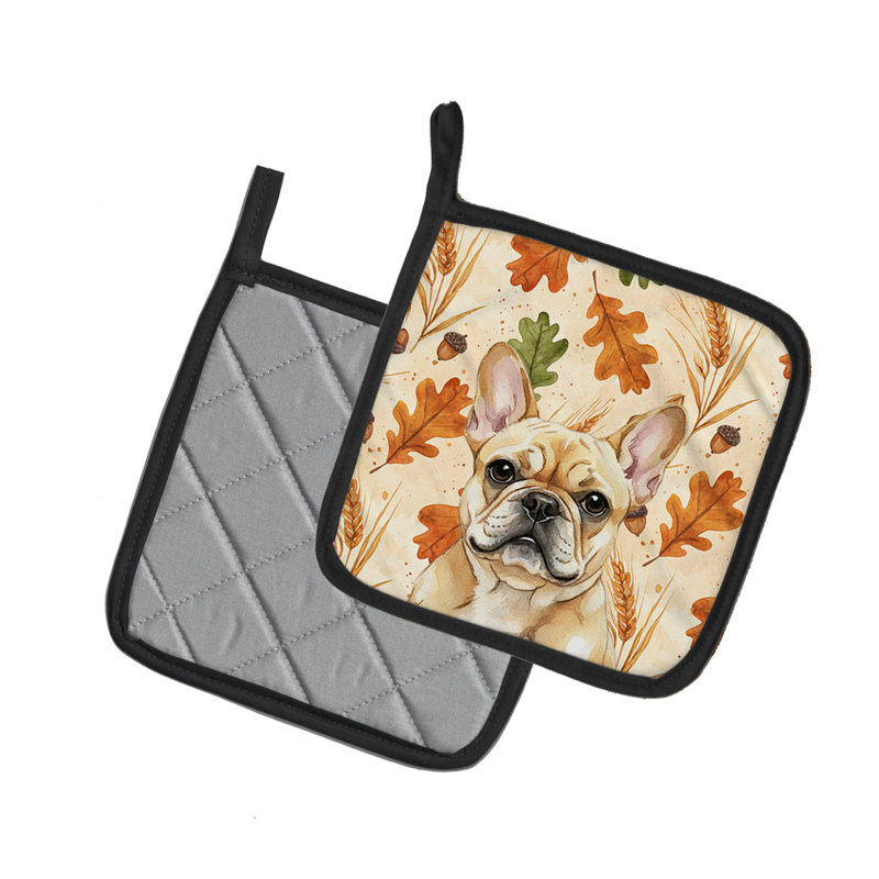Paire de porte-casseroles Fawn French Bulldog Heirloom Fall
