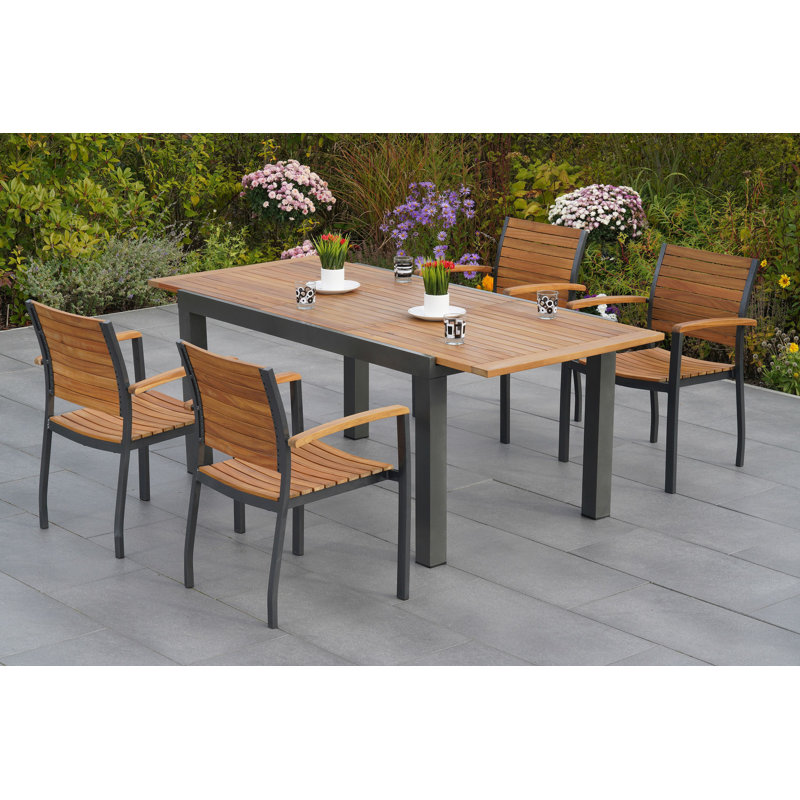 Barile 4 - Person Patio Dining Set with Extendable Rectangular Table