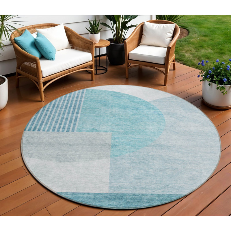 Tapis rond tissé à la machine HomeRoots