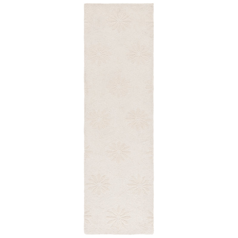 Tapis ivoire en laine / coton touffeté à la main Dimonda, Tapis de couloir 2 pi 3 po x 8 pi
