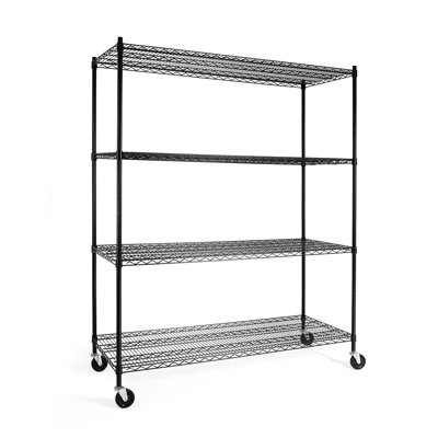 CAPHAUS 4-Tier Commercial Grade Heavy Duty Adjustable Wire Shelving w/Wheels & Leveling Feet, 60" W