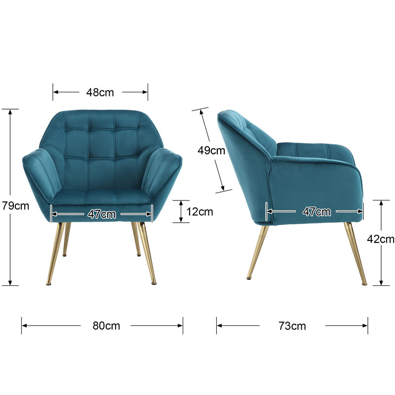 Ailigael Upholstered Armchair, Blue / White / Grey