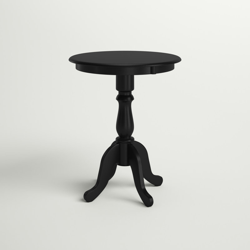 Classic Black 30 Inch Round Bar Table with Space-Saving Pedestal Design, Antique Black