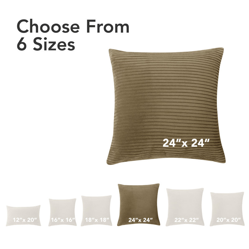 Khaki Corduroy 24" Euro Throw Pillow Covers, Set of 2