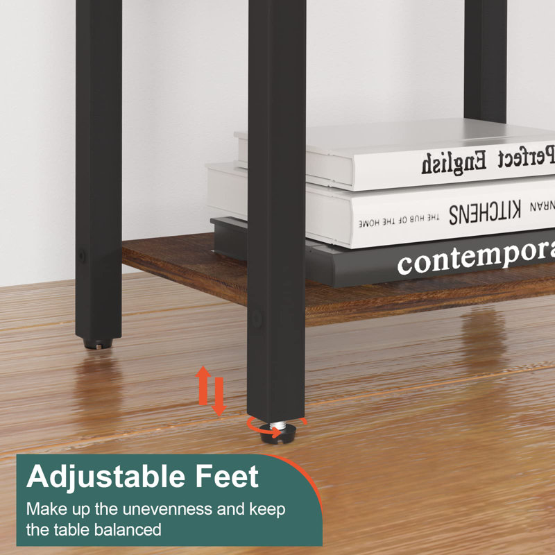 Nightstand With Charging Station, Side Table End Table With Large Drawer And Storage Shelf,(Brown)