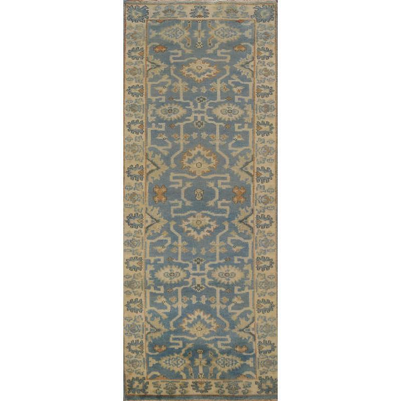 Tapis de couloir bleu Oushak