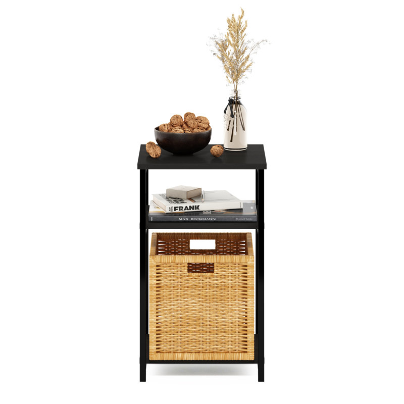 Adnand 3-Tier Industrial Metal Frame End Table with Storage Shelves, 1-Pack, Espresso