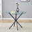 Round Tempered Glass Dining Table with Interwoven Black Metal Legs (36.6")-1903956768