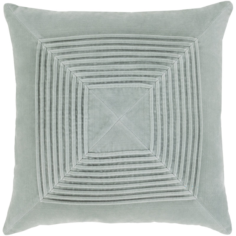 Coussin en coton Krumm, H 18 po x l 18 po x P 0,25 po, Housse de coussin seulement - sans coussin, Bleu givré
