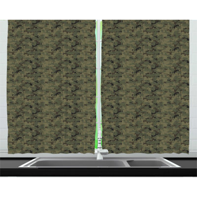 Camouflage Ruffled Kitchen Curtain