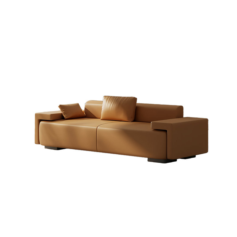 Banc rembourré luxueux en similicuir, Orange, H 25,59 po x l 59,05 po x P 20,86 po