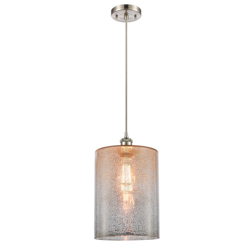 Luminaire suspendu cylindrique à 1 lumière Leilani, Ampoule non incluse, Mercure, Nickel satiné brossé