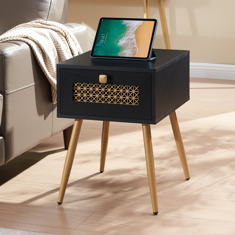 Table de bout avec rangement, Noir