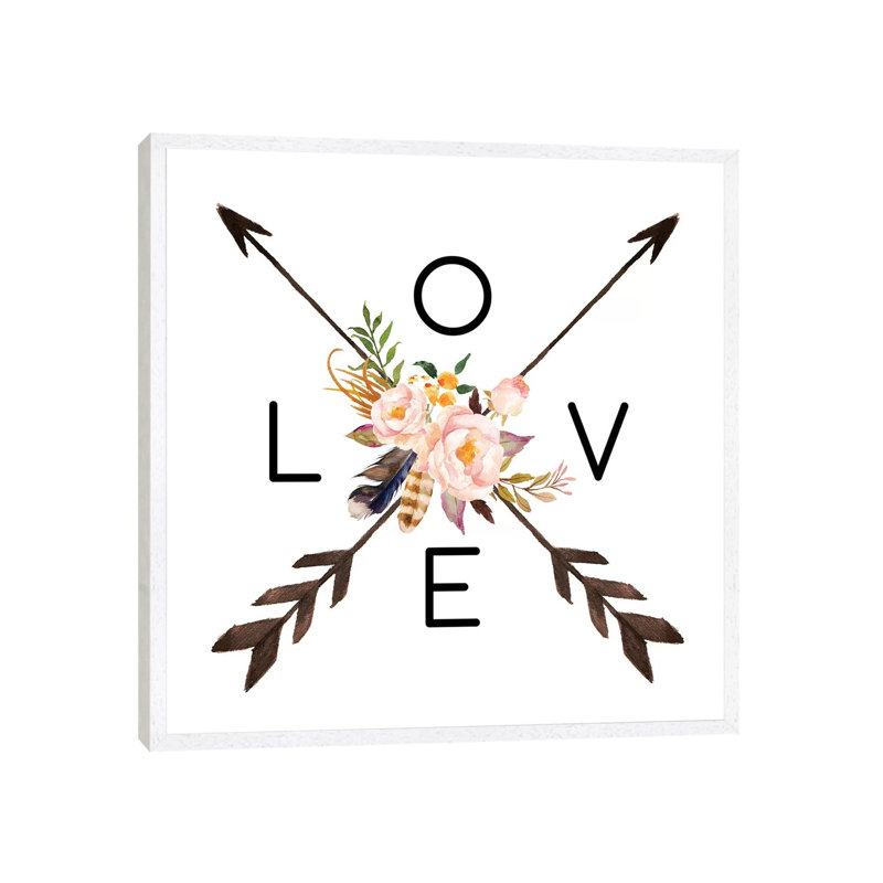 Love - Print on Canvas, White Framed, 45.72cm H x 45.72cm W x 3.81cm D