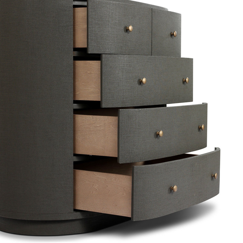 Amelia Chest-Ivory Painted Linen, Dark Green Lacquered Linen
