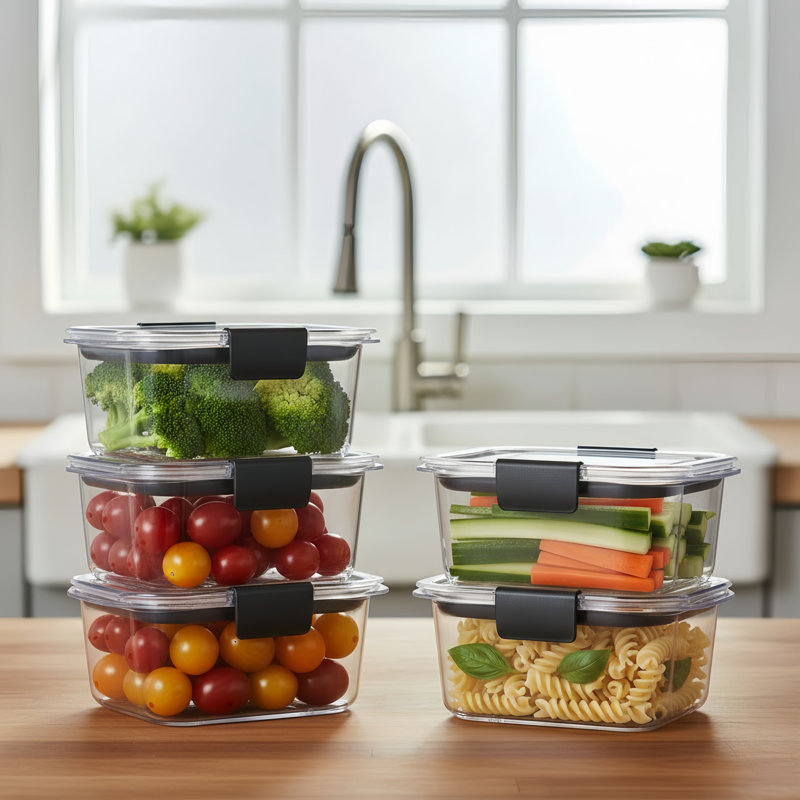 Contenant alimentaire sans BPA, paquet de 4, capacité de 4,7 tasses, résistant aux fuites, allant au micro-ondes et au lave-vaisselle.