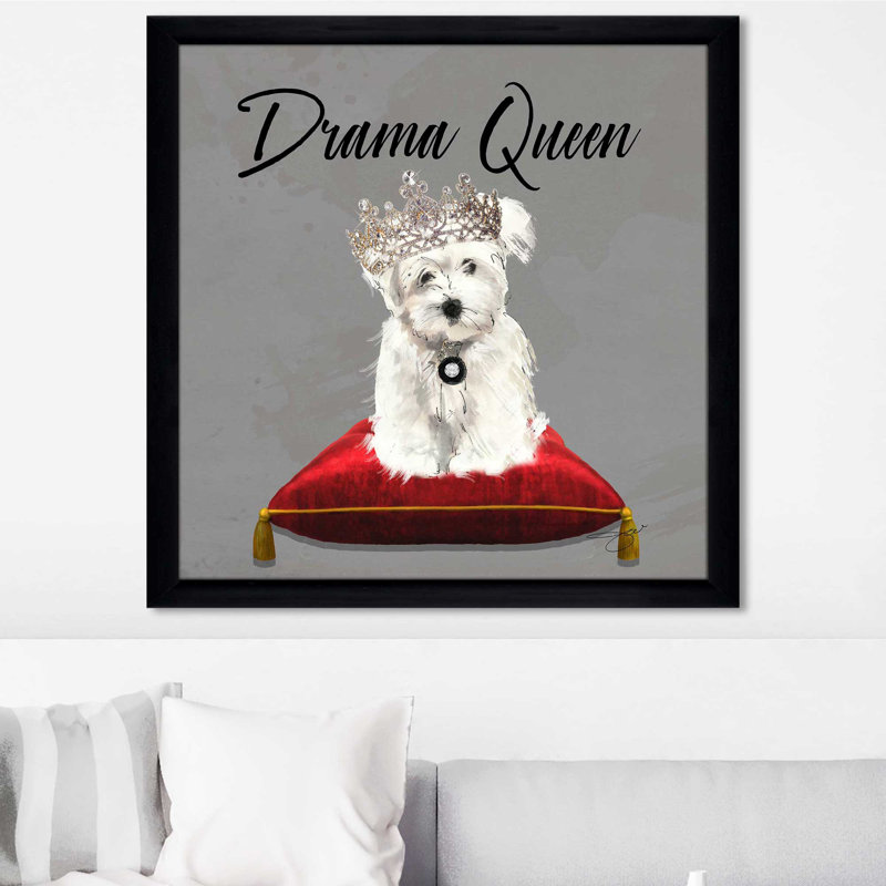 Drama Queen Westie (Square) par By Jodi - impression, H 31,5 po x l 31,5 po x P 1 po, Cadre noir