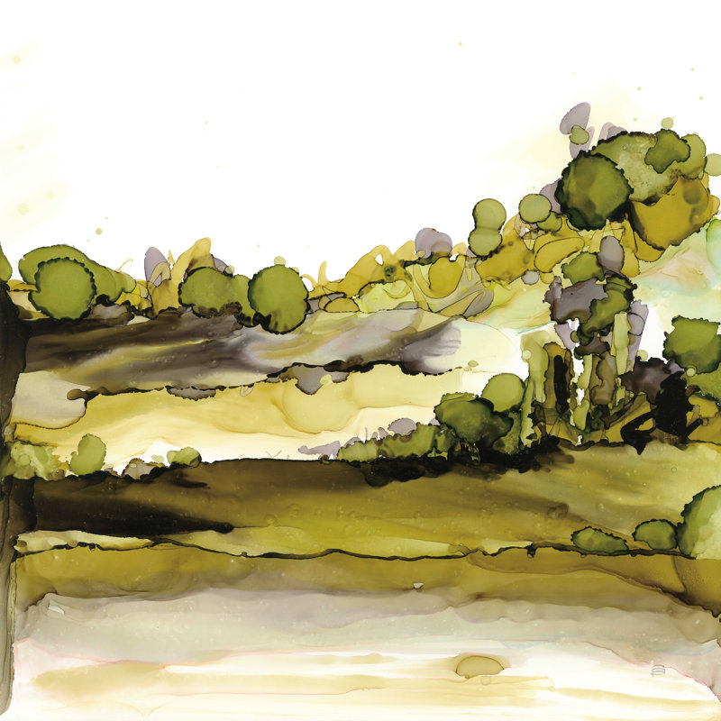 Paysage vert II, H 30 po x l 30 po, Non, Cadre simple noir