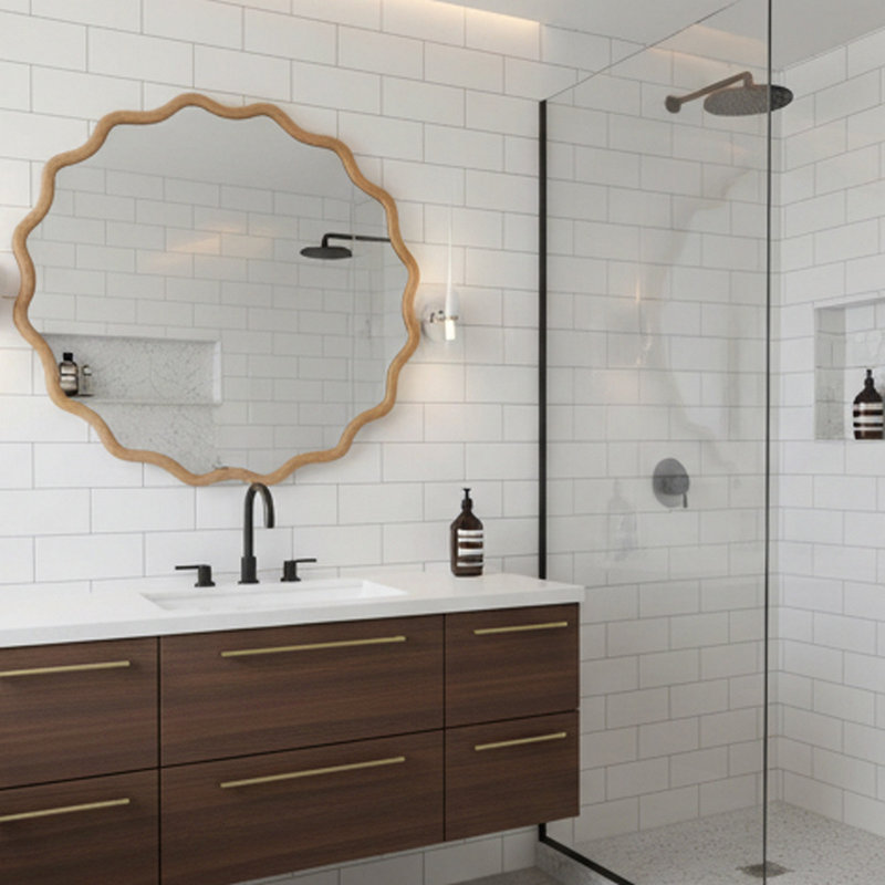 Miroir décoratif rond 24 po, Natural Wood
