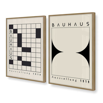Bauhaus Grid & Balance, ensemble de 2 impressions dans un cadre