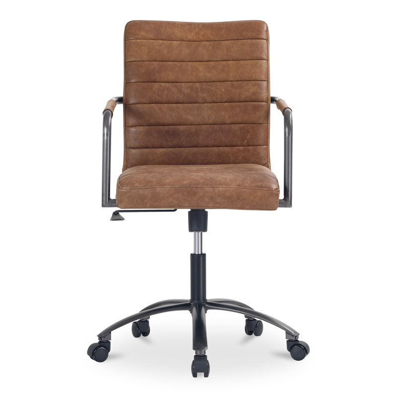 Roy Leather Swivel Office Chair, Brown