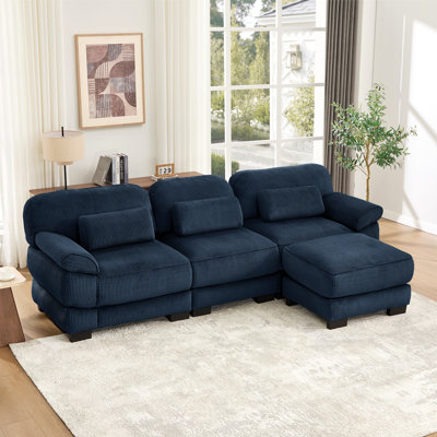 Canapé modulaire en L surdimensionné en L 120,4 po Cloud Couch, canapé 3 places avec repose-pieds, coussins de siège épais et confortables, tissu en velours côtelé respirant pour le salon