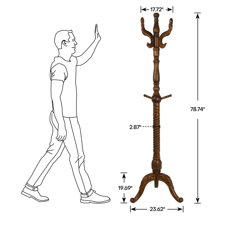 Deionta Solid Wood Freestanding 8 - Hook Coat Rack
