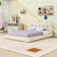 Lit plateforme tapissier en velours avec tête de lit, conception moderne à profil bas-1153465632-1153465638