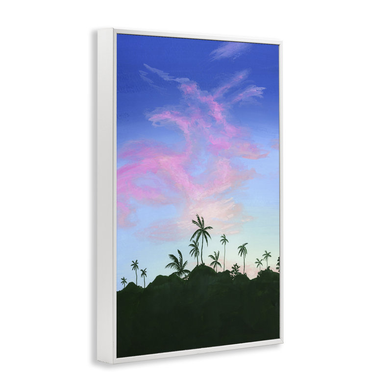 Giclée encadrée, dessin par Courtney Haley, H 24 po x l 16 po, Estampe numérique encadrée blanc bord de mer