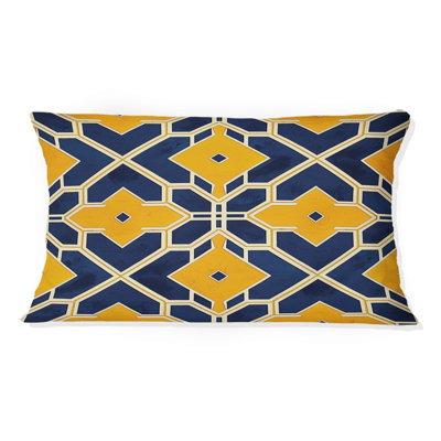 Coussin lombaire bleu Modern Trellis III