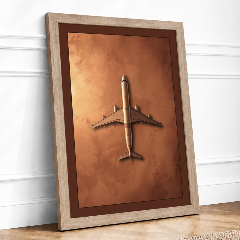 Aircraft at Rest Minimalist - Framed Print, A3 - 42.0 x 29.7 cm, Oak