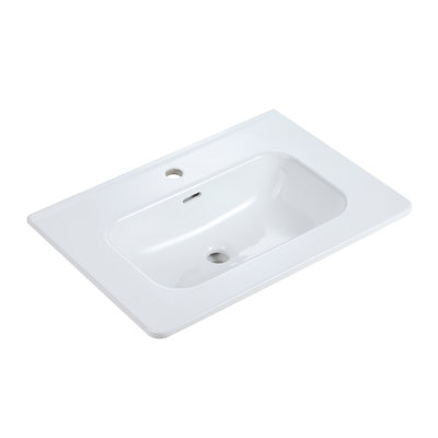 Integrated White Ceramic Basin, Drain Not Included