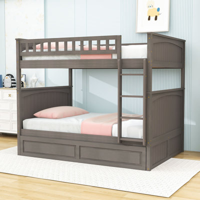 Full Over Full Bunk Bed With Twin Trundle And Ladder