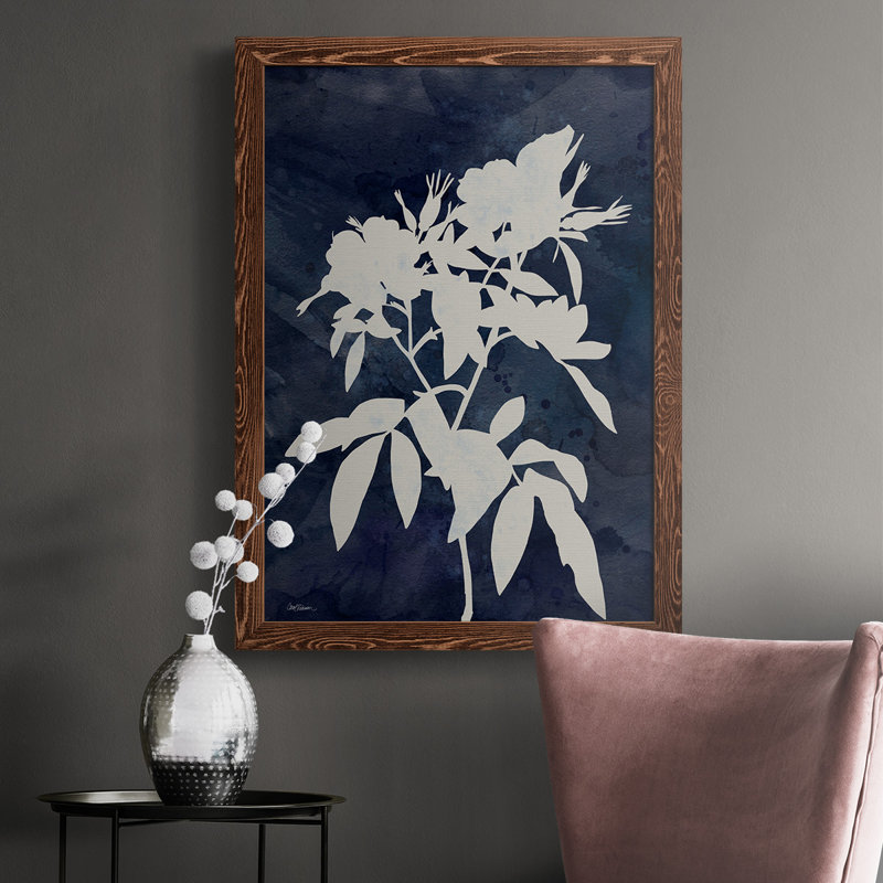 Indigo Botanical I Revisité, reproduction d'art sur toile, H 37,5 po x l 27,5 po x P 1 po, Cadre érable