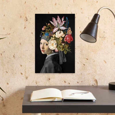 Floral Turban Portrait by Marja Van Den - Wrapped Canvas Print