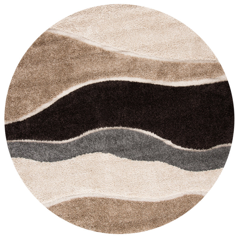 Tapis gris / noir Ashal, Ivory/Grey, Rond 6 pi 7 po