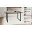 Industrial Dining Table with Rectangular Warm Natural MDF Top, Black Steel Legs, Seats 4-6, 59 Inches