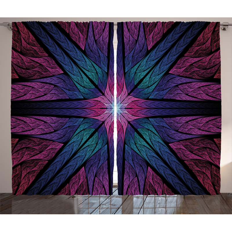 Symmetrical Abstract Semi-Sheer Rod Pocket Curtain Panels, 54" W x 84" L