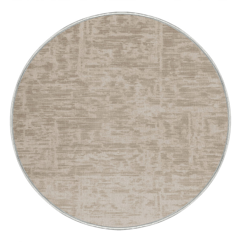Tapis beige lavable à la machine, Rond 4 pi