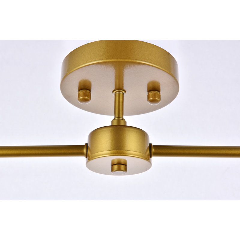 Plafonnier semi-encastré 21,5 po 2 lumières Hannigan, Laiton
