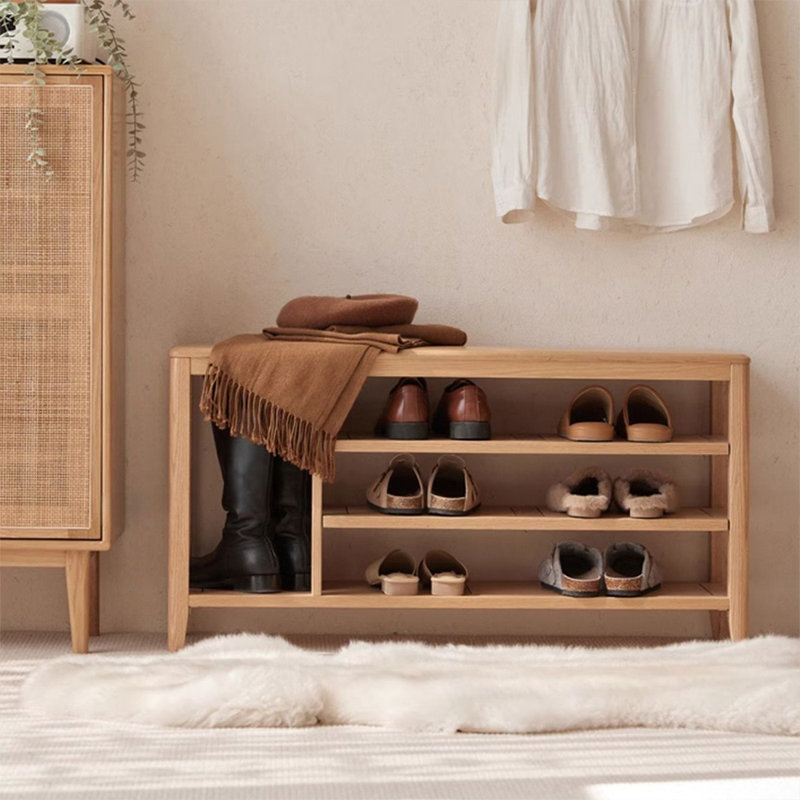 Banc en bois massif Burlywood, H 20,47 po x l 31,5 po x P 11,81 po