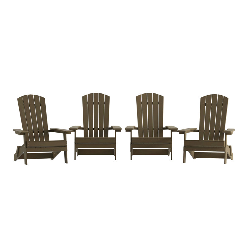 Balasi Poly Resin Folding Adirondack Chair-Indoor/Outdoor Patio Chair, Mahogany