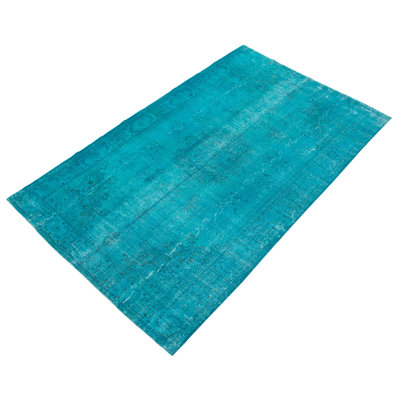 Tapis turquoise en laine noué à la main de conception unique 2000 pi 6 pi 8 po x 10 pi 10 po Okkel