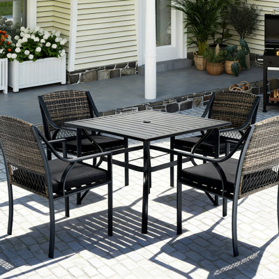 Ensembles de salle à manger de patio compacts, style moderne en rotin de métal pour la cour